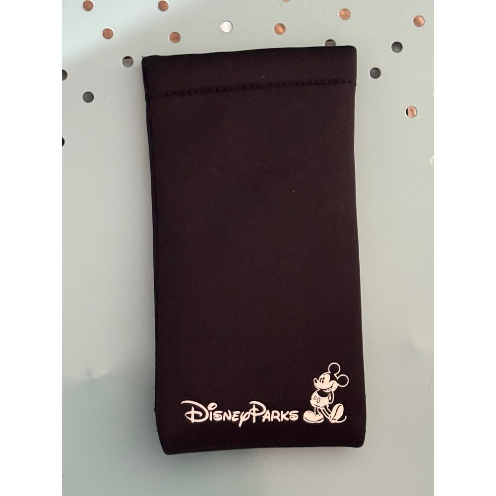 Black neoprene Disney Parks sunglasses case, Classic Mickey Mouse graphic
